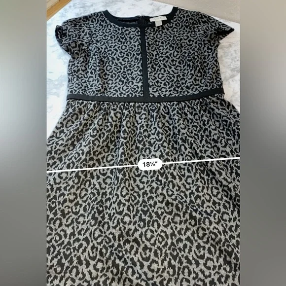 Loft Black & Gray Leopard Print Fit & Flare Dress Size 0 XSmall - Picture 10 of 17